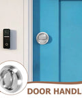 Hidden Recessed Pull Handles For Sliding Barn Doors, Stainless Steel Concealed Design on blue door, sleek silver finish