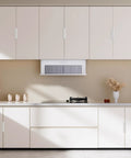 White Kitchen Cabinet Handles With 2.52 Inch Hole Centers Ergonomic Concealed Finger Edge Pulls in modern kitchen