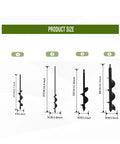 Dimensions of Auger Drill Bit Set Of 4 For Planting, Garden Spiral Earth Bits For 3/8 Inch Hex Drive Drills shown vertically