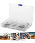 150 Piece Stainless Steel Snap Rings C Clip Retaining Ring Kit For Shafts in compartment box open view