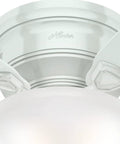 Low Profile 48 Inch White Ceiling Fan With LED Light Kit And Pull Chain Whisper Wind Motor For Quiet Operation close-up view