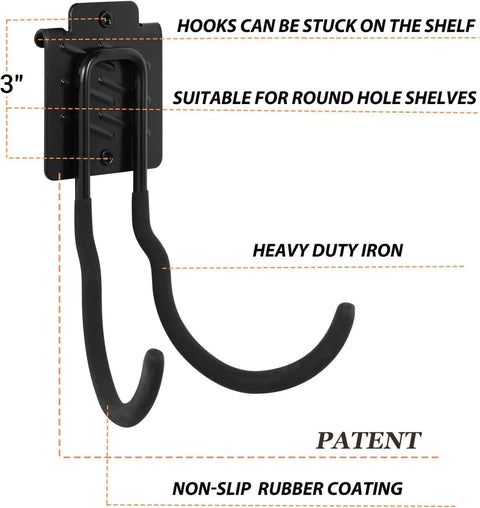 Boltless Shelving Hook Organizer Kit 7 Pieces Adjustable Storage Hanging Accessories For 1.5 Inch Keyhole Rack black hook with rubber coating