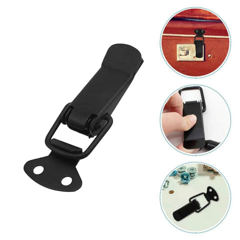 Spring Loaded Toggle Latch Clamp Set For Cabinets And Boxes Medium Size Black Finish 4 Piece Kit With Screws