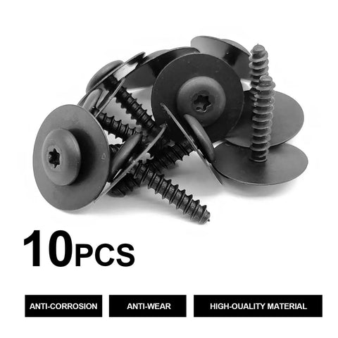 Heavy Duty Fender Liner Splash Shield Bolt Kit Quick Drop In Swap For Gm Chevy Camaro Colorado Cruze Equinox Impala And Cadillac Models Replaces 11548270, 10 black anti-corrosion bolts.