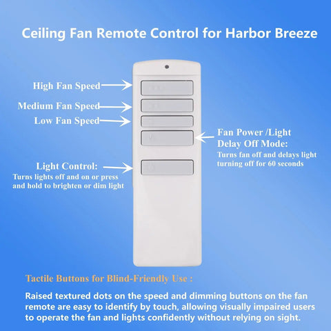 Replacement Ceiling Fan Remote Control For 315MHz Harbor Breeze Fans With Light Dimmer And Three Speed Settings Wall Mount