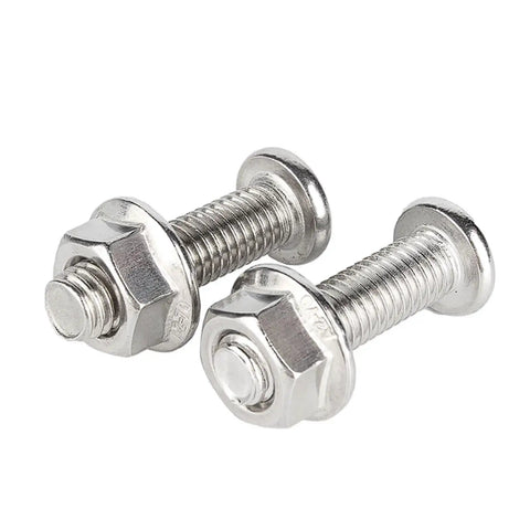 304 Stainless Steel M6 Flat Head Chamfered Socket Hex Bolts And Flange Nuts Hardware Kit close-up of bolts and nuts