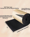 Super Slick 7Cm Thick Peel And Stick Acoustic Foam Panels Deliver Killer Noise Reduction With Classic Egg Crate Soundproofing Design No Sweat Cut 30M Roll, showing adhesive layers and foam texture.