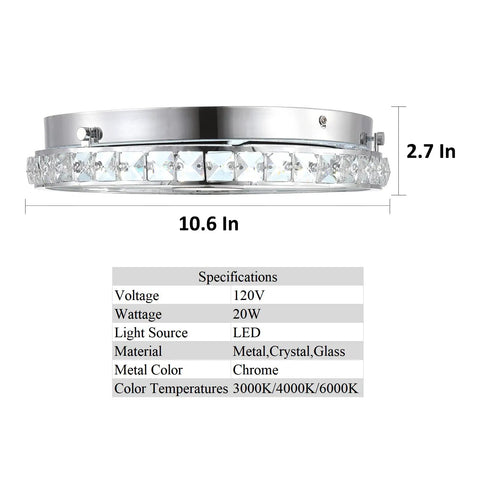Specifications of Modern Crystal Bead Chrome Flush Mount LED Ceiling Light Fixture Adds Glam To Any Bedroom Kitchen Bathroom Hallway