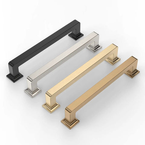 Slick Brushed Nickel Cabinet Pulls, 5 Inch Center To Center Kitchen Handles, 6 Pack With Quick Trim Mounting Screws, various finishes.