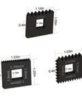 Heavy Duty Metric Thread Repair Die Set for Outside Threads Restore Damaged Threads Quick and Easy Three Piece Kit with 1 1.25 1.5 1.75 and 2 2.5 mm Sizes For Universal Fit And Automotive Grade Construction For Durability And Longevity showing three black dies with measurements.