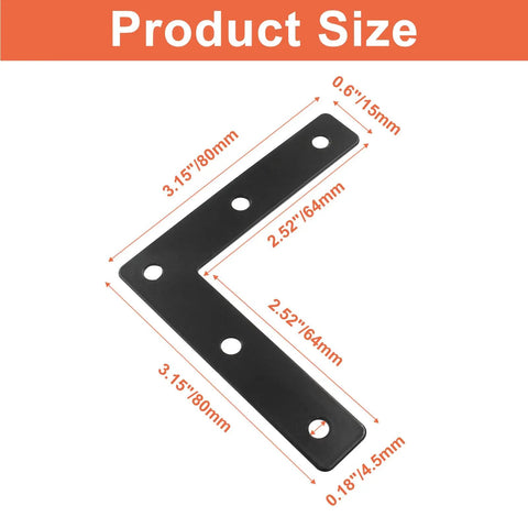 Stainless Steel L Shape Flat Mending Plates Set Of 10 With Screws 80x80mm Corner Braces For Wood Furniture Fixes Cabinets