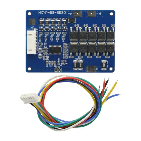 Badass 5S BMS Protection Board For 18650 Lithium Battery Pack Featuring Built In Balance Circuit 30 Amp Continuous Draw And 45 Amp Peak Surge For 21 Volt Systems with wiring harness.
