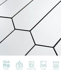 Peel And Stick Picket Tile Backsplash White Matte Ceramic Look Long Hexagon Self Adhesive Wall Tiles close-up view.
