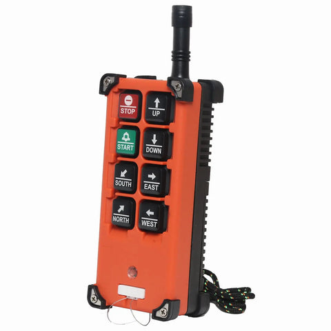 Front view of handheld transmitter from Beefed Up Wireless Crane Remote Control Kit With Eight Button 12V 24V Electric Hoist