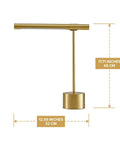Side view of the All Brass Mid Century Desk Lamp With Polished Brass Finish Modern Gold Bankers Shade 18 Inch LED Light Adjustable Table Lamp