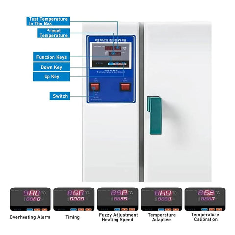 Heavy Duty 220V Industrial Vacuum Drying Oven temperature control interface with digital display for precise settings.