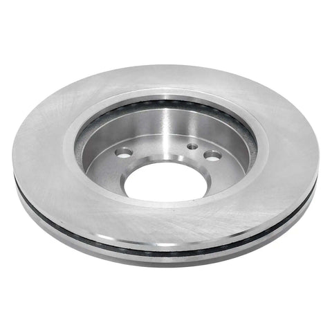 Front view of Front Vented Disc Brake Rotor With Hub Centric Fit And Non Directional Swirl Finish For Easy Install Without Machining Castings