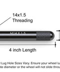 Wheel Hanger Alignment Pin Guide Tool For Lug Hole Alignment And Hub Support Metric M14x1.5 Threads, 4 inch long, knurled end