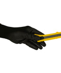 Gloved hand holding Basic Snap Off Blade Knife, 18 Millimeter Utility Cutter For Light Duty Cutting with visible yellow handle.