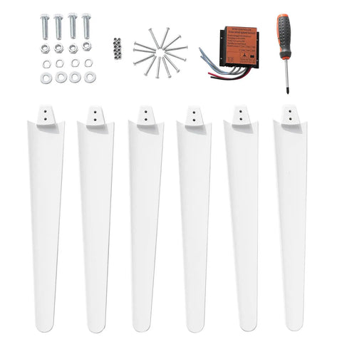 Components of 800W Wind Turbine Generator For Off Grid Home And RV Power Supply 12V And 24V 6 Blade Windmill With Automatic Tail Adjustment