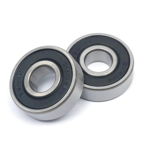 Two steel 6201-2RS ball bearings, rubber-sealed, 1/2 in bore x 32 mm OD x 10 mm width.