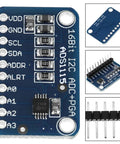 Four Channel 16 Bit I2C ADC Module With Programmable Gain Amplifier For Microcontrollers High Precision Analog Front End ADS1115.