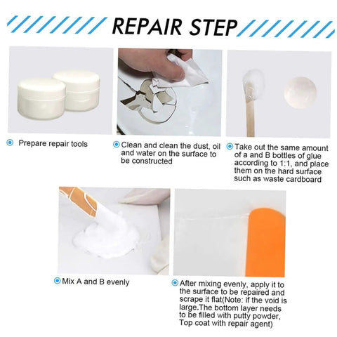 Ceramic Tile Repair Kit 100g Quick Dry Epoxy Adhesive Paste For Floor And Wall Tiles Two Component System DIY Friendly Fix instructions