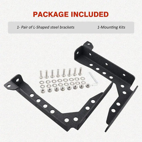 Badass Heavy Duty Tacoma Bed Channel Stiffener And Rear Support Bracket For 2005 To 2022 Toyota Pickup, L-shaped steel brackets with mounting kits.