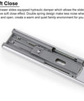 22 Inch Drawer Slides Two Pairs Soft Close Ball Bearing Full Extension Side Mount Glides showcasing hydraulic damper.