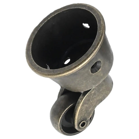 4 Pack Old School Vintage Zinc Alloy Swivel Cup Casters For Furniture Antique Green Bronze Wheels close-up view