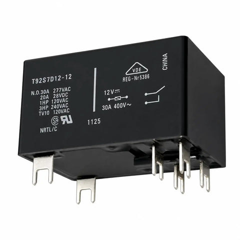 Rugged 12V Dc Power Relay Compatible With T92S7D And 1393212-8 Specs, 8-pin sealed casing for HVAC and solar systems.