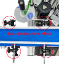 Top view of High Capacity Automatic Labeling Machine For Round Bottles with bar adjusting hand wheels.