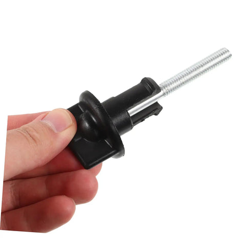 Hand holding Spare Tire Bolt Hold Down Retainer Bracket For Car Wheels Easy Install No Fuss Universal Tire Retainer Clamp