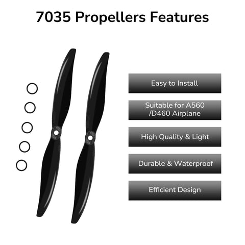 7 Inch GEMFAN 7035 CCW Propellers Set Of 2 For RC Drones And Airplanes with features and o-rings displayed