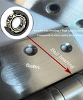Stainless Steel 4 Inch Door Hinges Set, Heavy Duty Ball Bearing Exterior And Interior Hinges, close-up of brushed finish and ball bearing