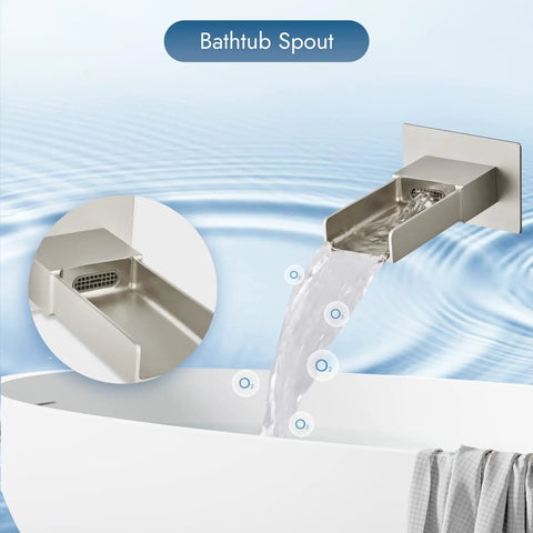 Brushed Nickel Shower System With 12 Inch Rain Head And 2 In 1 Handheld Sprayer Wall Mount Waterfall Tub Spout Combo Set