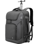 SWICKY RICOOI rolling backpack with wheels, gray, 17-inch laptop bag, water-resistant travel luggage, front view