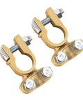 Brass Battery Terminal Clamps Set Top Post Connectors Protectors, Positive And Negative 1 Pair, No Fuss Easy Install, Heavy Duty Universal