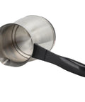 Electric Turkish Coffee Maker 600ml stainless steel pot with L handle, durable espresso coffee and tea brewer.