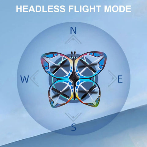 Mini Drone For Adults And Beginners, RC Butterfly Quad displaying headless mode with compass directions visible