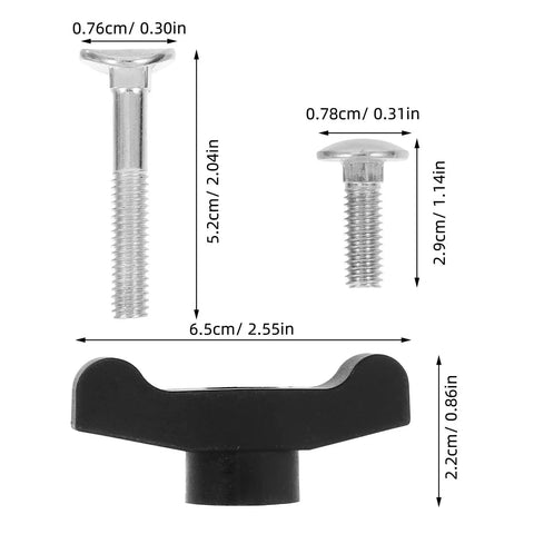 Upgrade Your Lawn Mower With These 4 Piece Handle Bolt Replacement Kit Featuring Durable Abs And Steel Wing Knob Screws For A Reliable Grip, Quick Release Design, And Smooth Adjustments Perfect For DIY Yard Work And Tough Maintenance Jobs. Black steel wing knob bolts with ABS handle grip, 6.5 cm wide