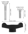 Premium 4pc T-Handle Bolt Replacement Kit With Nonslip Grip Knobs For Mowing Machines And Snow Blowers To Make Easy DIY Fixes On Lawn Tools Fastening Hardware. silver T-handle bolts with black knob, 2.04in and 1.14in sizes
