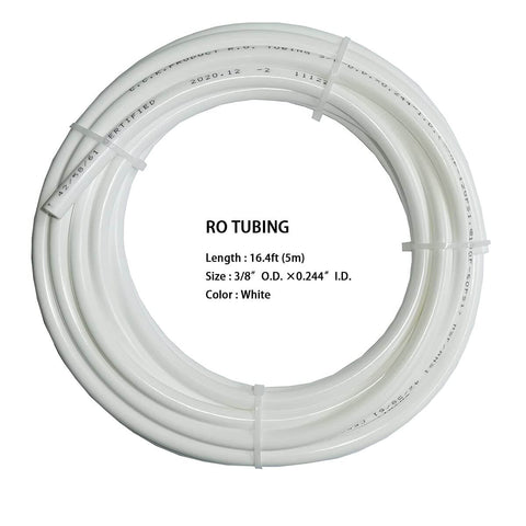 3/8 Inch OD White RO Water Filter Tubing 16.4 Ft PE for home reverse osmosis systems, drinking water filters, NSF certified