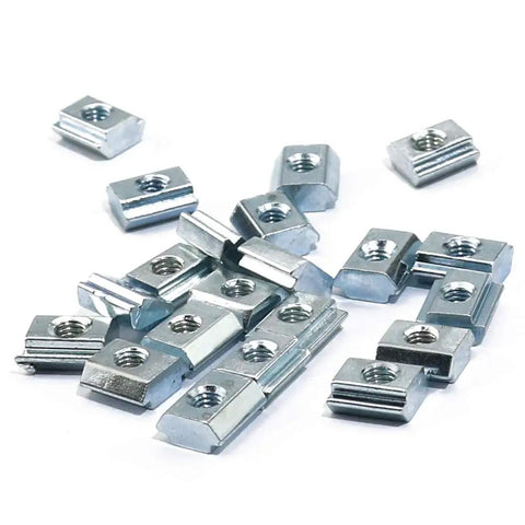 50 Pieces M3 Slide In T Nuts Tee Sliding Nut For 2020 Series Aluminum Extrusion Profiles With 6mm Slot Silver Finish