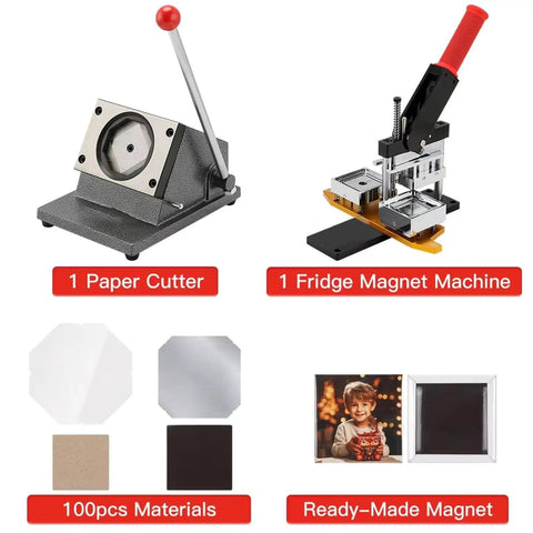 Sick 50mm Professional Badge Maker Machine Kit With Heavy Duty Steel Press And Paper Cutter For Making Custom Photo Magnets Buttons Pins Plus Keychains DIY Craft Projects Simple Assembly 100 Pcs Parts Bundle Legit Value For Money, 50mm steel press and paper cutter set