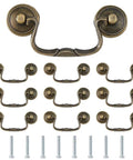 Old School Vintage Bail Pull Handles Set Of 10 In Antique Bronze For Cabinet Drawer Pulls And Cupboard Hardware Thirty Four By Ninety Two By Eight Point Five Millimeters Alloy Drop Drawer Pulls For Kitchen And Bedroom