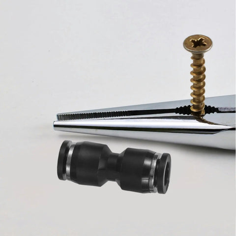 Push To Connect Pneumatic Air Hose Fittings Kit With 8Mm Tube OD To Three Eighths Inch Npt Thread Male Elbow And Straight Quick Connects For Industrial Machinery And Lab Use, black straight fitting