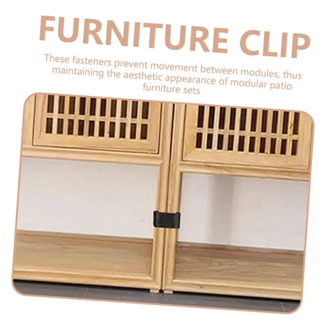 Close-up of 8 Pieces Rattan Furniture Clips Outdoor Sofa Sectional Connectors for patio keeping wicker sofas from sliding
