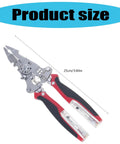 Heavy Duty Foldable Wire Strippers 16 In 1 Electrician Pliers displayed with product size 25cm/9.84in for easy usage.