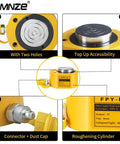 MMNZE 5T yellow hydraulic jack, 6mm stroke; FPY-5 compact single-acting cylinder with two mounting holes